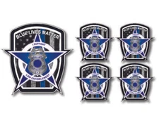 5pk Thin Blue Line Flag Police Fallen Officer Decal Sticker Blue Lives Matter