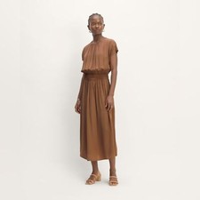 Everlane Gathered Midi Dress carob brown size small new with tags