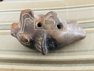 Pre-Hispanic Mictlantecuhtli Ceramic Ocarina Flute - Lord of the Underworld