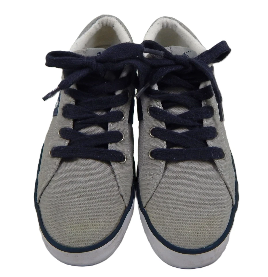 Polo Ralph Lauren GILES Tenis de Lona NIÑOS Talla 3 Gris Azul Zapatos Escolares con Cordones Foto 2 de 4