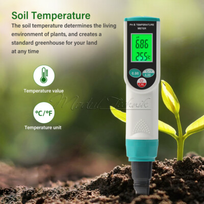 Soil PH Temperature Meter Digital Temp Acidity Soil Tester Analyzer for Planting