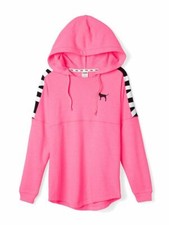 Victoria's Secret PINK Oversized Varsity Pullover Hoodie Pink RARE Small NEW