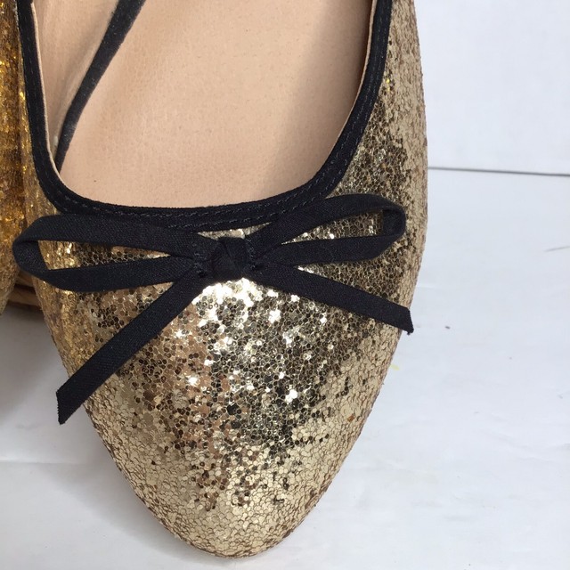 gold glitter ballerina shoes