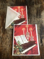 2 Vintage Mid Century Christmas Card Candles New 1950s 1960s Retro