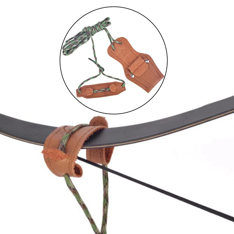 Long / Recurve Bow Leather Stringer Archery Bowstring Longbow Replace Rope Tool - Image 2 of 4