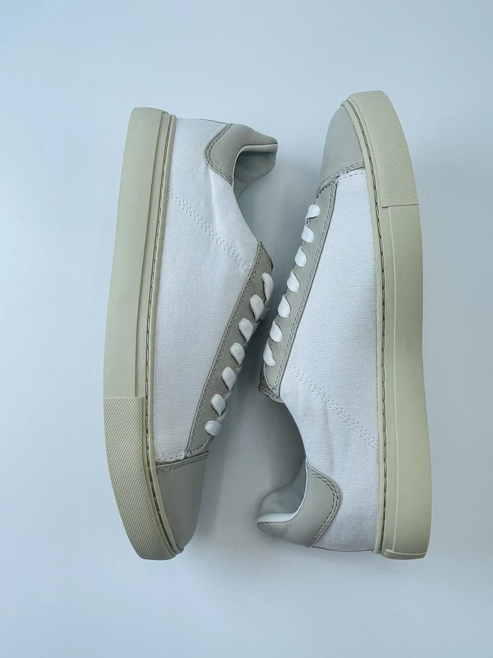 MUJER BELSTAFF INGLATERRA WANSTEAD GRIS BLANCO CUERO LONA CORDONES ZAPATILLAS BOMBAS Foto 4 de 4