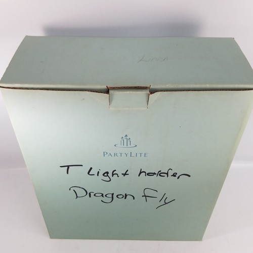 PartyLite Libelle Metall irisierende Glas Wandleuchte P7758 10" Stimmleuchter Box - Bild 10 von 13