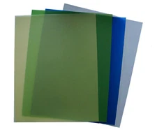 Four sheets, grit variety 60-12 μm grit, 3M lapping film, fountain pen, mylar