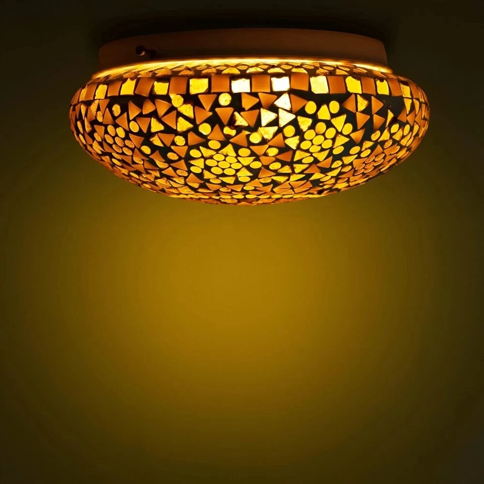 Lámpara de techo de mosaico turco hecha a mano colgante luz de vidrio decoración boho marroquí Foto 4 de 4