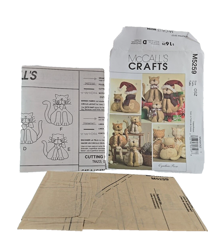 McCall's M5259 CAT FAMILY Soft Sculpture Kitty Cat UNCUT Craft Sewing Pattern - Picture 3 of 3