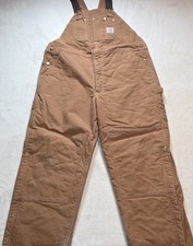 VTG Carhartt Overalls Mens 44x30 Insulated Duck Bib Union USA Made R02 BRN