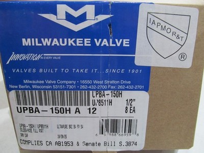 BOX OF 8 Milwaukee Valve 1/2'' Bronze Domestic Ball Valve UPBA150H A 12