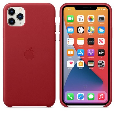 Echtes Apple iPhone 11 Pro Max Leder Back Case Produkt (RED) Neu