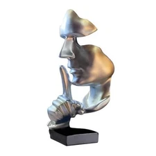  Abstract Statues Silence is Gold Decorative Objects,Modern and Large Silver