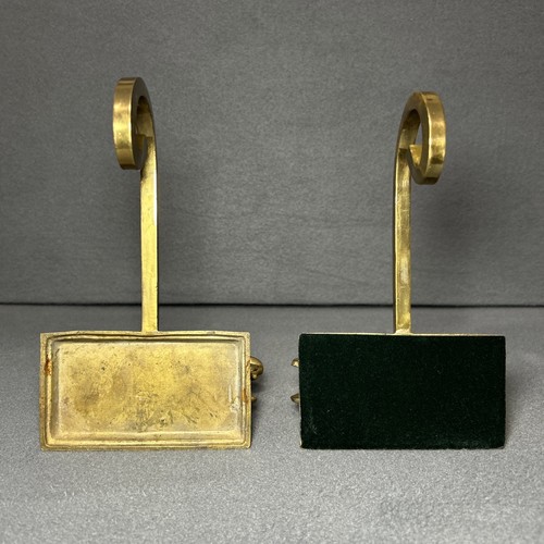 2 Brass Rocking Horse Long Arm Christmas Stocking Holders - Picture 7 of 8