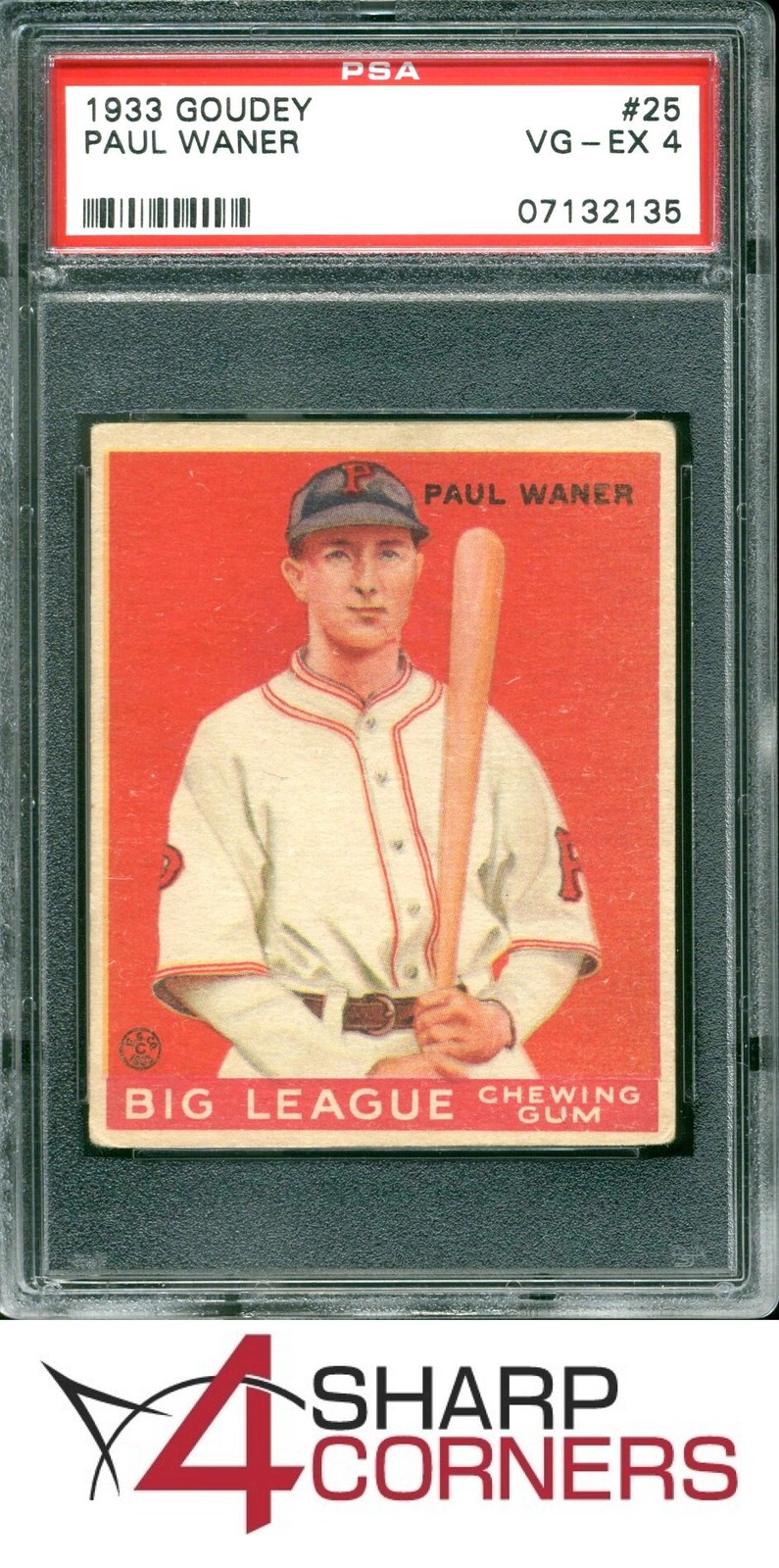 1933 GOUDEY #25 PAUL WANER RC PIRATES HOF PSA 4 view 1
