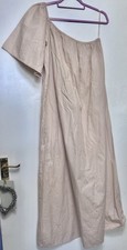 Boohoo Beige Cotton One Shoulder Maxi Dress UK 18 Oversized Boho Holiday