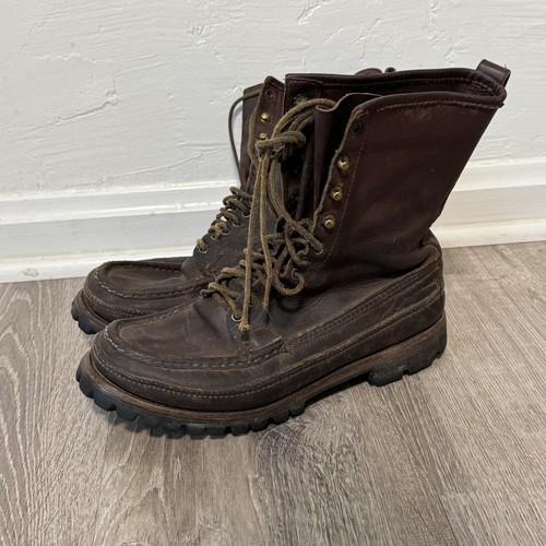 Herren W.C. Russell Mokassin Jagdstiefel 10" hoch Schnürung braun Leder 9 9,5