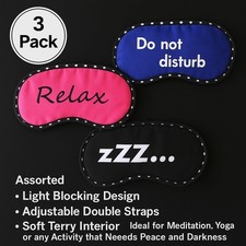 3-Pack Satin Sleep Eye Masks   Soft Padded Travel Eye Cover, Assorted Prints