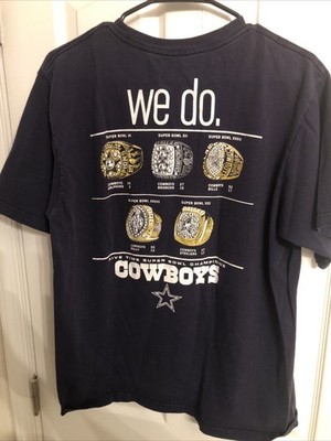 Reebok NFL Dallas Cowboys  Got Five?  Navy Blue Tee Celebrating 5 Super Bowls LG