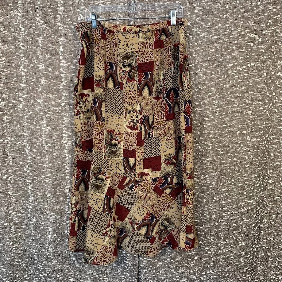 Falda midi vintage Sag Harbor floral retazos fluida cottagecore para mujer grande Foto 3 de 4