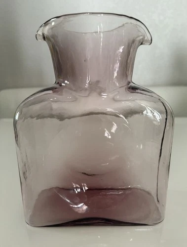 Vintage MCM Blenko Amethyst Double Spout Glass Pitcher Water Bottle 384