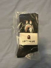 A Bathing Ape Shark Face Embroidered Black Crew Socks