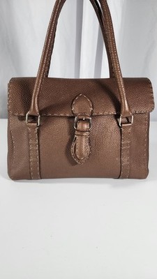 FENDI Selleria Linda Hand Bag Brown Leather