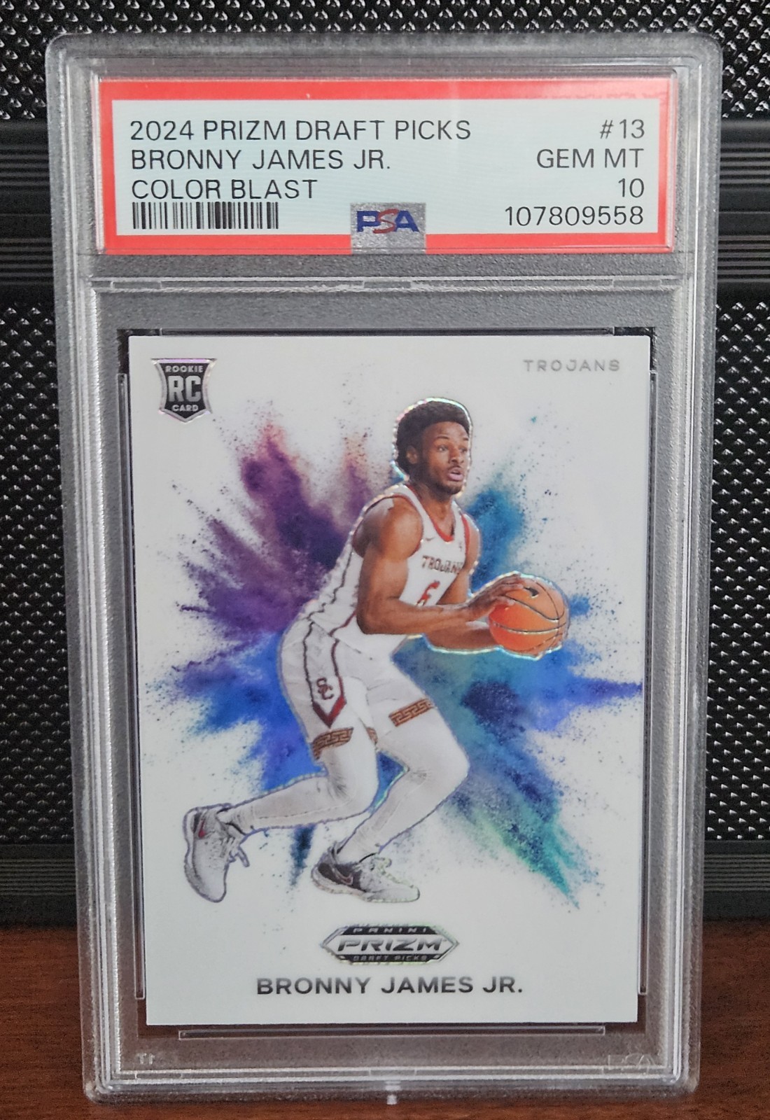 2024 Prizm Draft Picks Bronny James Jr Color Blast PSA 10