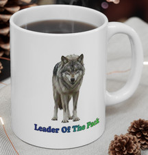 Wolf Coffee Cup Mug Leader of the Pack Graphic Animal Dog 11 ounce NEW Boss