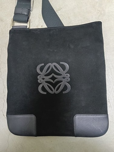LOEWE Suede Shoulder Bag Black Authentic Women's Crossbody Purse