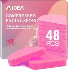 Compressed Facial Sponges-48Count, Disposable Face Sponges, Pink Natural