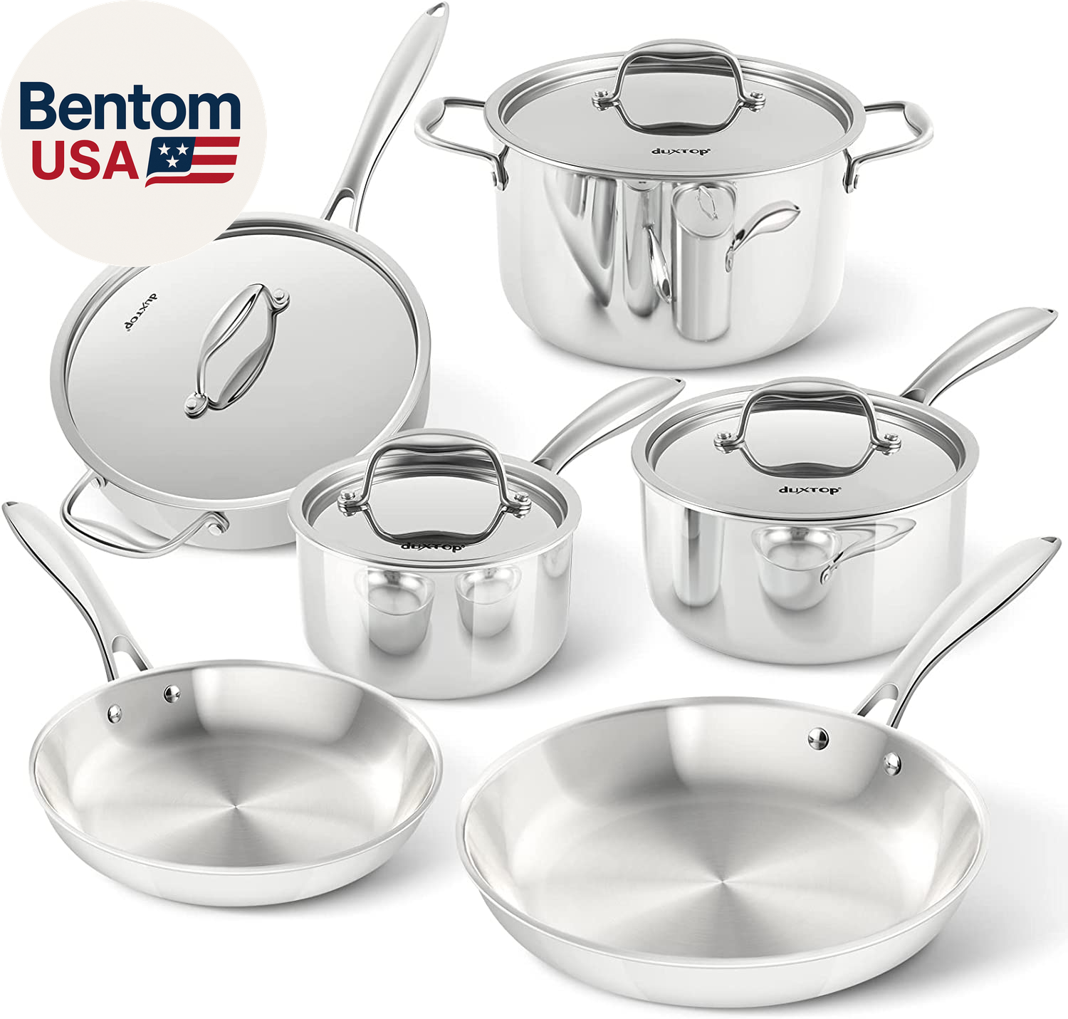Whole-Clad Tri-Ply Stainless Steel Cookware Set 10pc
