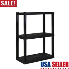 3-Tier Shelving Unit Multipurpose Garage Plastic Shelf Organizer Lightweight New