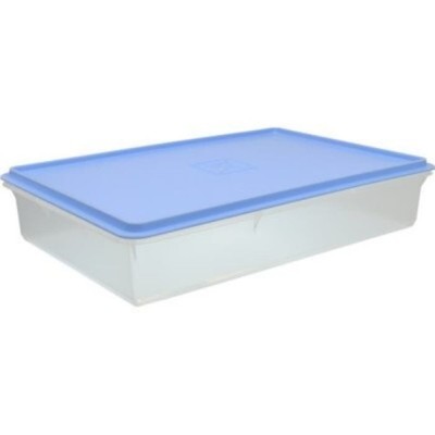 Quality Plastics 14 x 9 x 3 Kitchen Master Storage Container with Lid Aqua