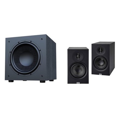 Elac Debut 3.0 Db63 Black Bookshelf Speakers With Debut 10 Inch Subwoofer