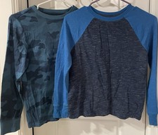 Cat Jack Boys Blue Long Sleeve T Shirts Size 8/10 2 Pack