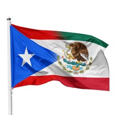 Puerto Rico Mexico Flag - 3x5 Ft Nylon, 2 Brass Grommets, Outdoor/Indoor