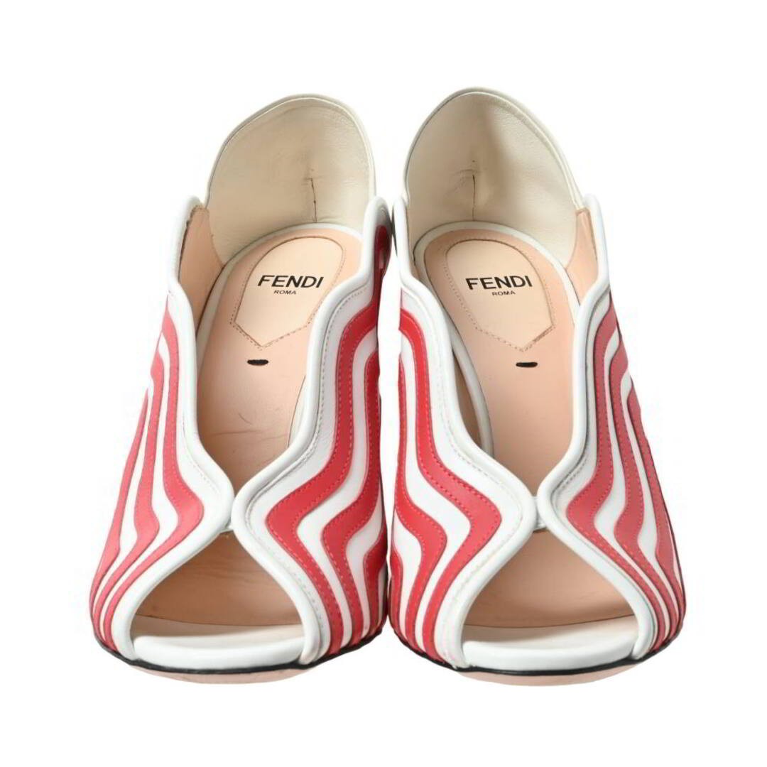 FENDI Striped Leather Open Toe PUMPS Used CYHE-0 thumbnail 2