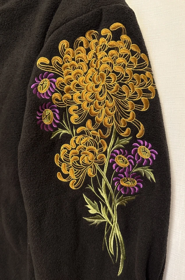 Chaqueta Bob Mackie Usable Arte Polar Cremallera Completa Floral Bordado Para Mujer 2XL NUEVA CON ETIQUETAS Foto 3 de 4