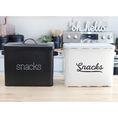 Enamelware Snack Bin, Farmhouse Rustic Style Tin Kitchen Container