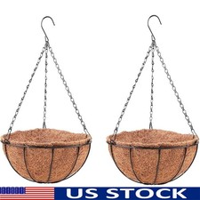 Metal Hanging Planters W/ Coco Coir Liners Indoor Outdoor Plant Decoration New