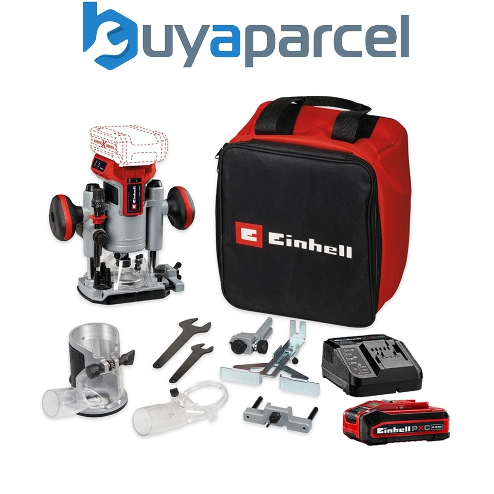 Einhell Professional PXC 18v Cordless Brushless Router Trimmer Plunge + 4AH Kit 