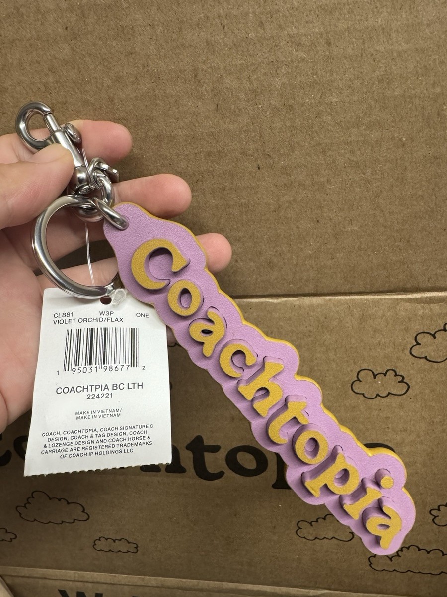 Coach Logo Bag Charm in Coachtopia Leather Violet Orchid/Flax