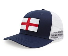 England - St. George Flag Hat - Snapback Trucker Baseball Cap (Navy White)
