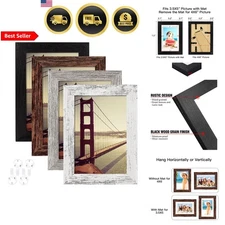 Picture Frame 4x6 Rustic Farmhouse Wood Pattern Set of 4 Wall Decor