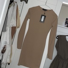 PLT Pretty Little Thing Nude Long Sleeve Bodycon Dress Size 0