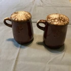 Vintage McCoy Salt Pepper Shakers Brown Drip Glaze Pottery Stovetop USA