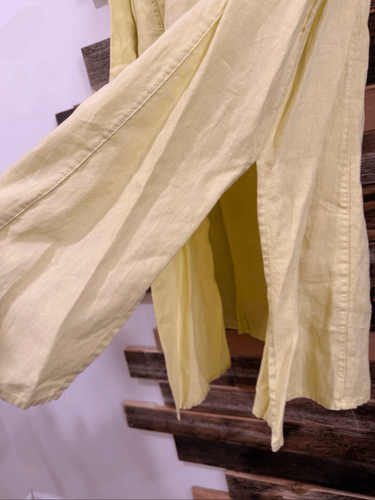 Eileen Fisher yellow linen button front tunic shirt boho lagenlook sz XL - Picture 3 of 7