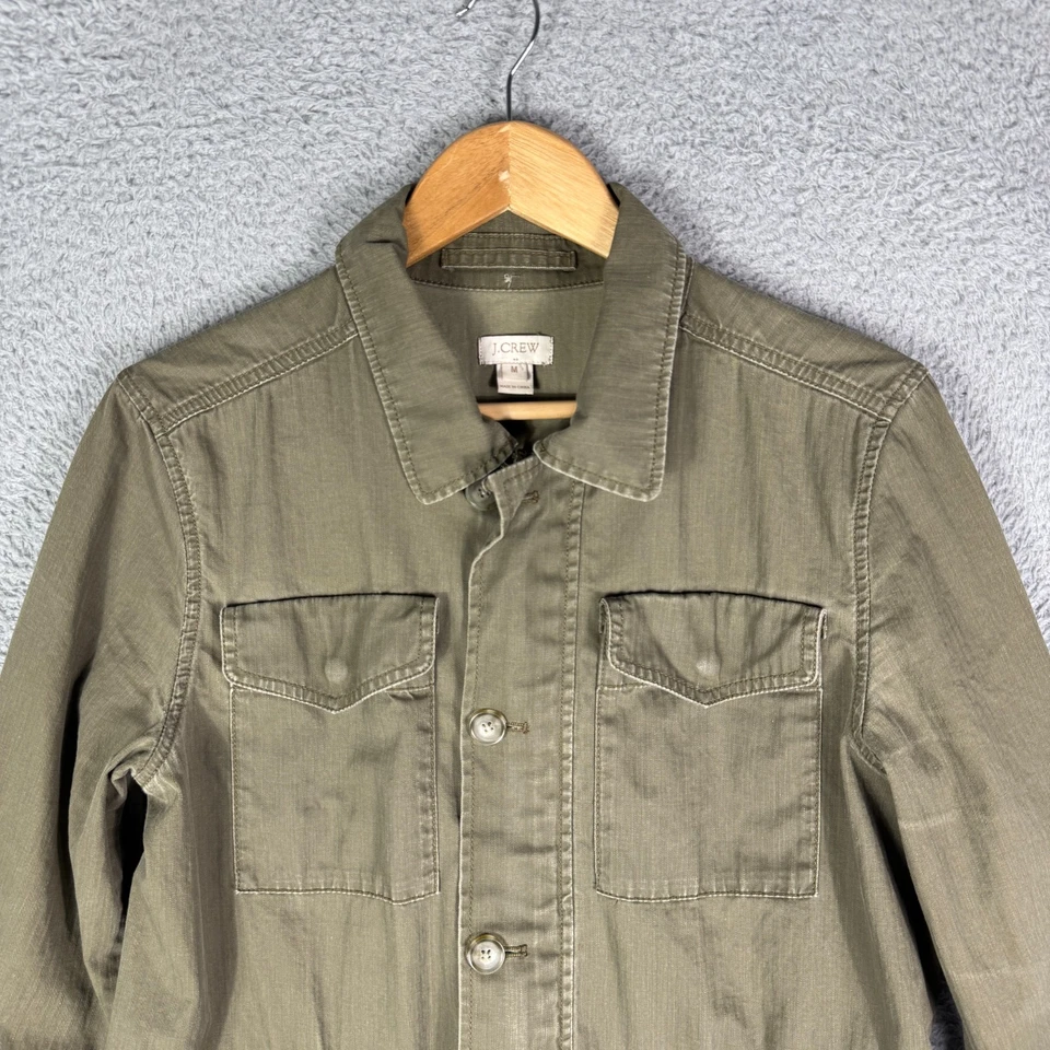 J Crew Military Field Jacket Men's Medium Green Pockets Cotton Outdoor - Image 3 of 4